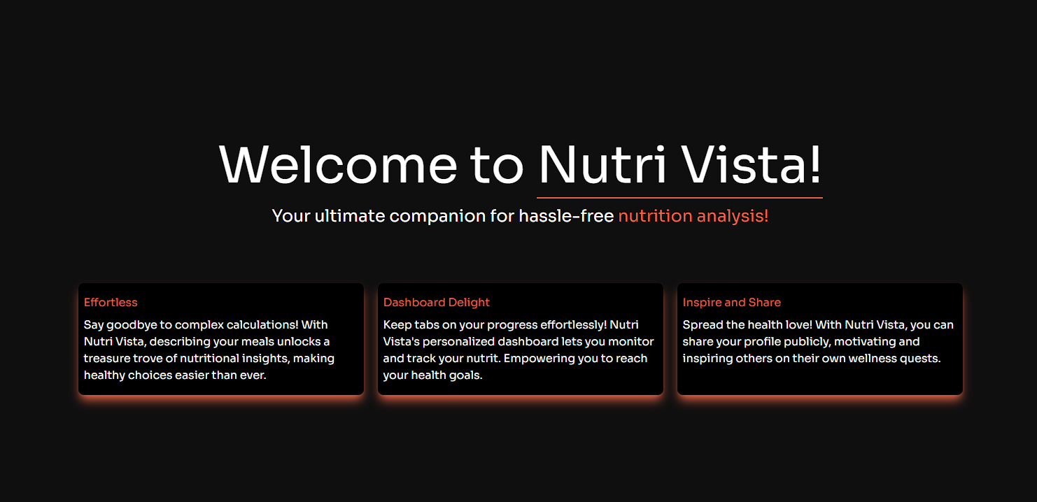 Nutri Vista nutrition dashboard