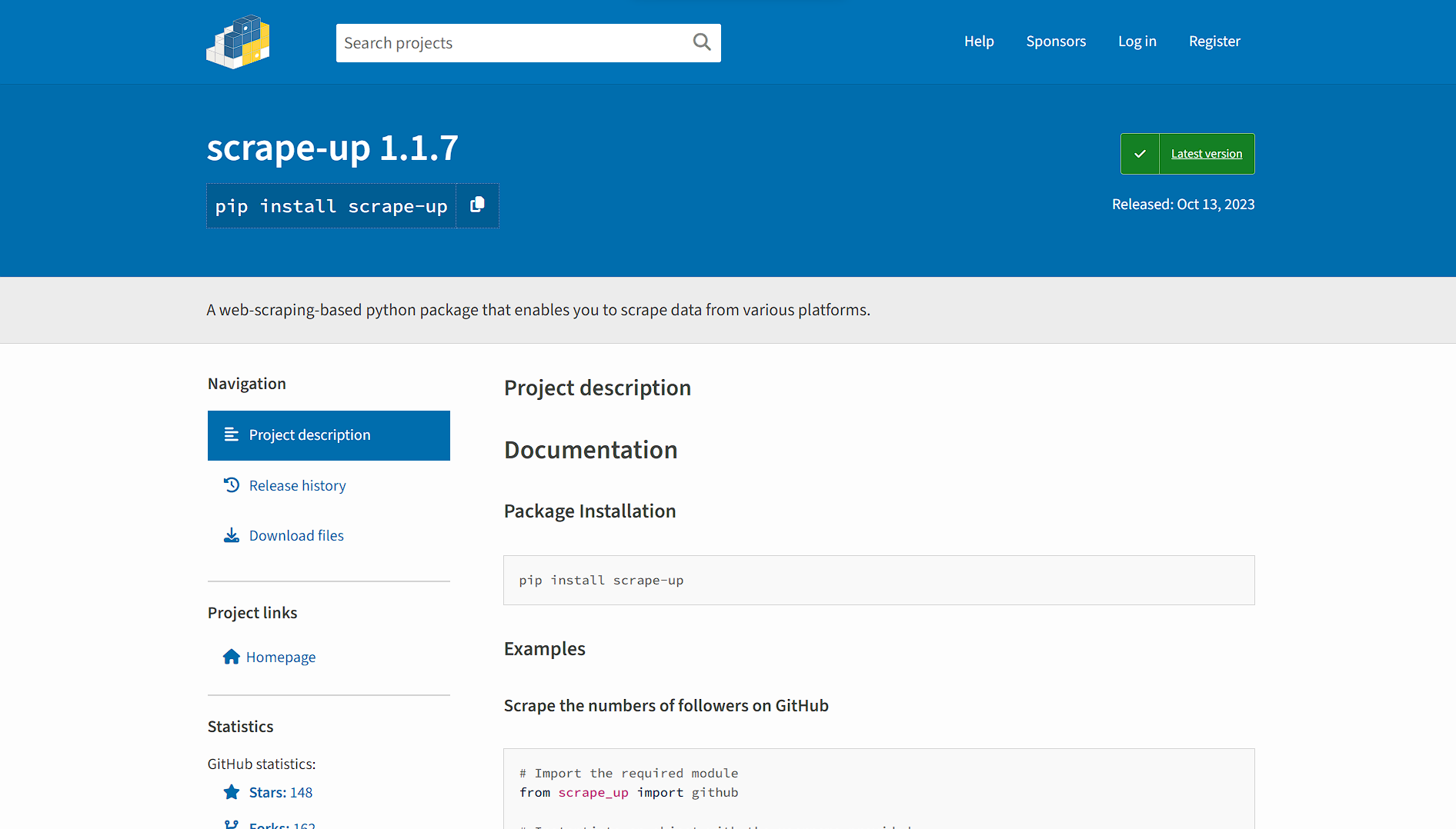 Scrape Up Python package preview