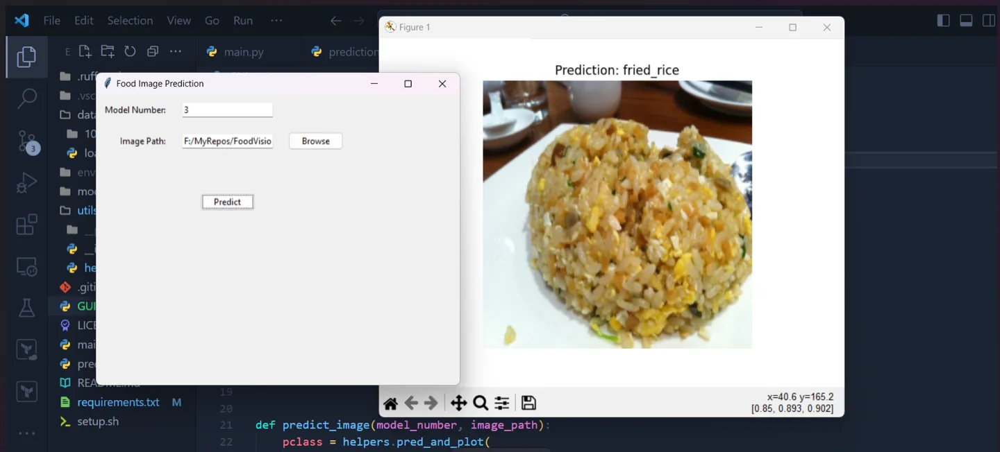 Food Vision desktop prediction interface